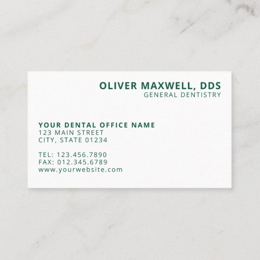 Modern Minimalist Green Dentist 名刺 (裏面)
