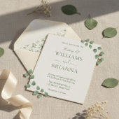 Modern Minimalist Green Geometric Frame Wedding 招待状