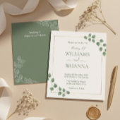Modern Minimalist Green Geometric Frame Wedding In 招待状