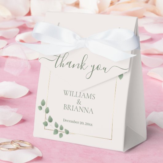 Modern Minimalist Green Geometric Wedding フェイバーボックス (ウェディング)