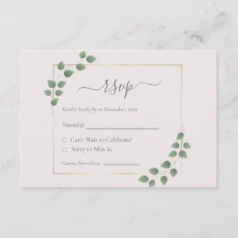 Modern Minimalist Green Geometric Wedding RSVP  エンクロージャーカード