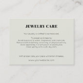 Modern Minimalist Green Jewelry Care Insert Card エンクロージャーカード (正面)