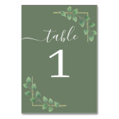 Modern Minimalist Green Leave Wedding テーブルナンバー (裏面)
