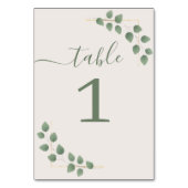 Modern Minimalist Green Leave Wedding テーブルナンバー (正面)