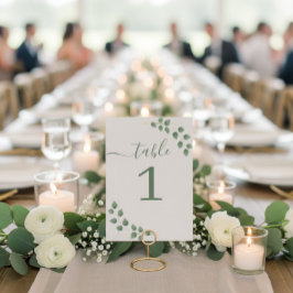 Modern Minimalist Green Leave Wedding テーブルナンバー