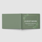 Modern Minimalist Green Photo Wedding Guest Book ゲストブック (全面)