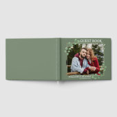 Modern Minimalist Green Photo Wedding Guest Book ゲストブック (全面)