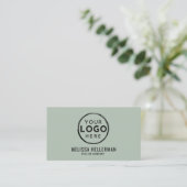 Modern Minimalist Green Professional Logo QR Code 名刺 (スタンド正面)