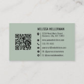 Modern Minimalist Green Professional Logo QR Code 名刺 (裏面)