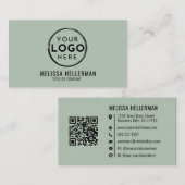 Modern Minimalist Green Professional Logo QR Code 名刺 (正面/裏面)