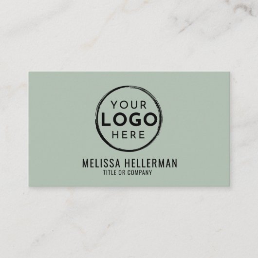 Modern Minimalist Green Professional Logo QR Code 名刺 (正面)