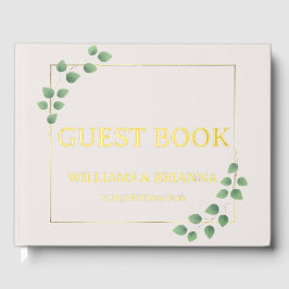 Modern Minimalist Green Wedding Foil Guest Book ゲストブック
