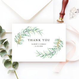 Modern Minimalist Greenery Foliage Wedding サンキューカード