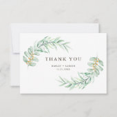 Modern Minimalist Greenery Foliage Wedding サンキューカード (正面)