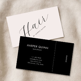 Modern Minimalist Hair Stylist Script Blush Pink 名刺