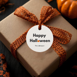 Modern Minimalist Halloween – Personalized Pumpkin フェイバータグ