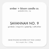 Modern Minimalist Handmade Candle Labels スクエアシール (正面)