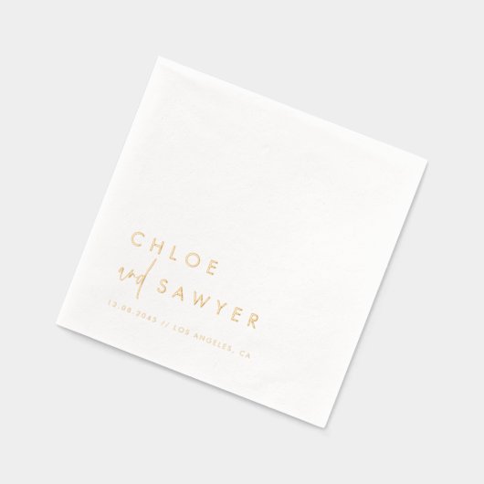Modern Minimalist Handwritten Script Wedding 箔ナプキン (左)