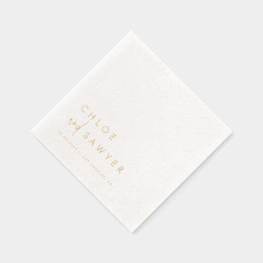 Modern Minimalist Handwritten Script Wedding 箔ナプキン (右)
