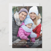 Modern Minimalist Happy Holidays Family Photo Card 招待状 (正面)