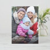 Modern Minimalist Happy Holidays Family Photo Card 招待状 (スタンド正面)