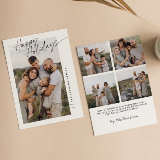 Modern Minimalist Happy Holidays Script Christmas シーズンカード