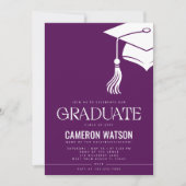 Modern Minimalist Hat and Tassel Graduation Party 招待状 (正面)