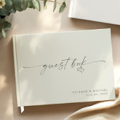 Modern Minimalist Heart Script Wedding ゲストブック