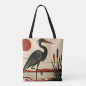 Modern Minimalist Heron by the Lake トートバッグ (裏面)