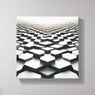 Modern Minimalist Hexagonal Matrix - Abstract 3D キャンバスプリント