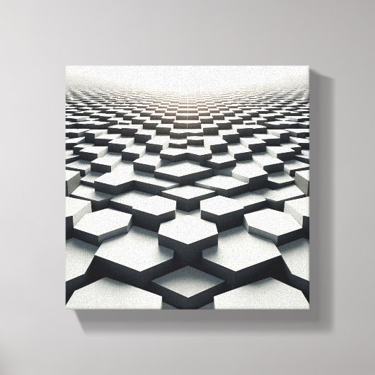 Modern Minimalist Hexagonal Matrix - Abstract 3D  キャンバスプリント (正面)