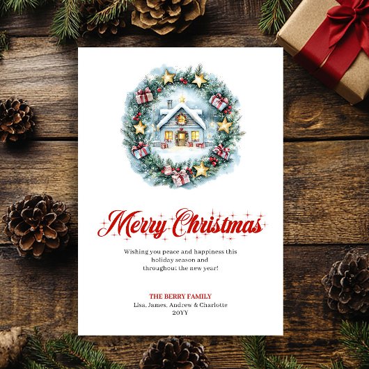 Modern Minimalist Holiday Scene Greeting Card シーズンカード