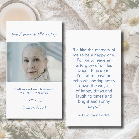 Modern Minimalist In Loving Memory Prayer Card 名刺