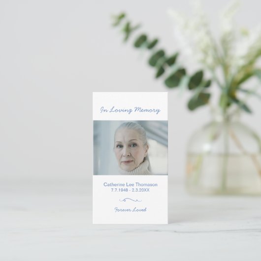 Modern Minimalist In Loving Memory Prayer Card 名刺 (スタンド正面)