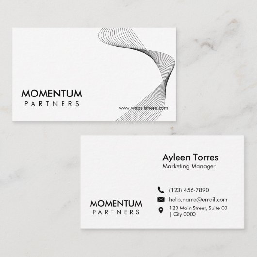 Modern Minimalist Innovation Company Sleek White 名刺 (正面/裏面)