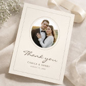 Modern Minimalist Ivory Budget Wedding Photo サンキューカード