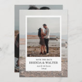 Modern Minimalist Ivory Custom Photo Wedding Invit 招待状 (正面/裏面)