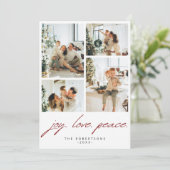 Modern Minimalist Joy Love Peace 5 Photo Red シーズンカード (スタンド正面)