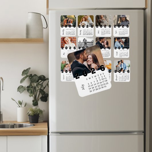 Modern Minimalist July 2026 Photo Calendar マグネット