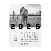 Modern Minimalist June 2026 Photo Calendar マグネット (縦)