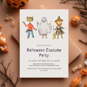 Modern Minimalist Kids Halloween Costume Party 招待状