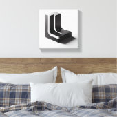 Modern Minimalist L-Shaped Geometric Block キャンバスプリント (インサイチュ (寝室))