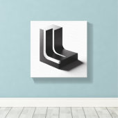 Modern Minimalist L-Shaped Geometric Block キャンバスプリント (インサイチュ (ウッドフロア))