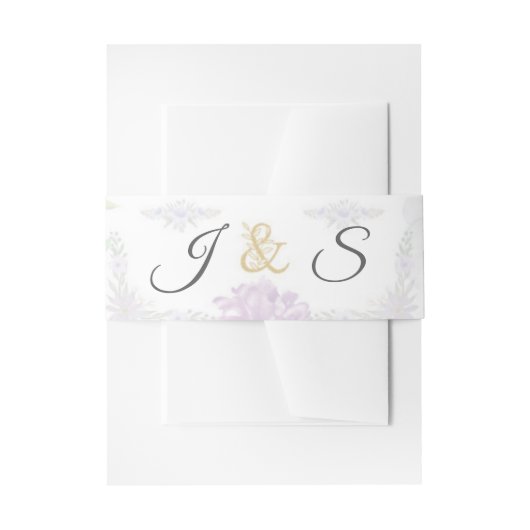 Modern Minimalist Lavender Floral Wedding Suite 招待状ベリーバンド (正面例)