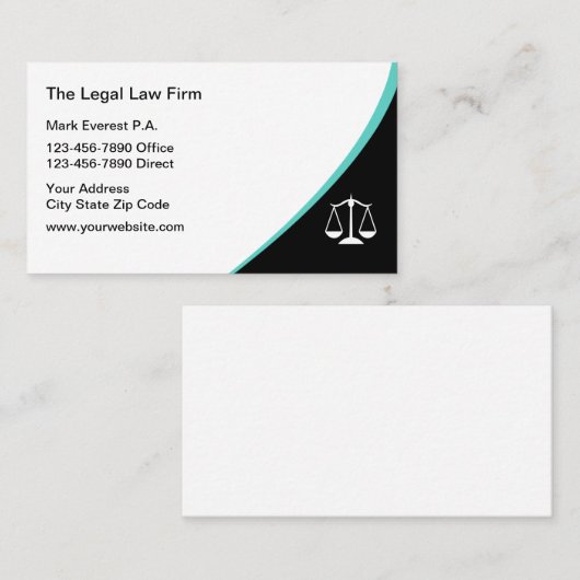 Modern Minimalist Law Office Attorney 名刺 (正面/裏面)