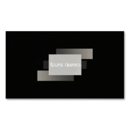 Modern Minimalist Layered Geometric Grey Black マグネット名刺