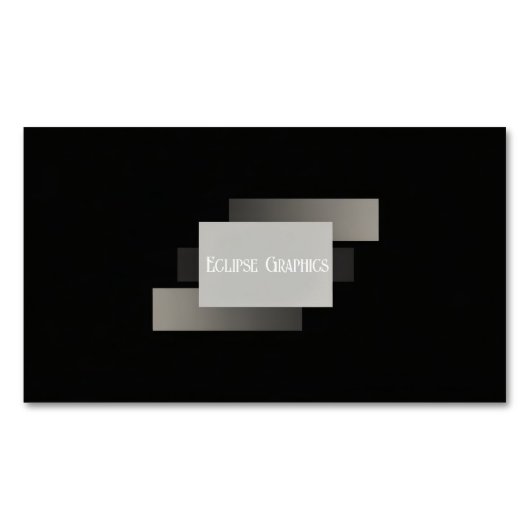 Modern Minimalist Layered Geometric Grey Black マグネット名刺 (正面)