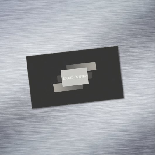 Modern Minimalist Layered Geometric Grey Black マグネット名刺 (インサイチュ)