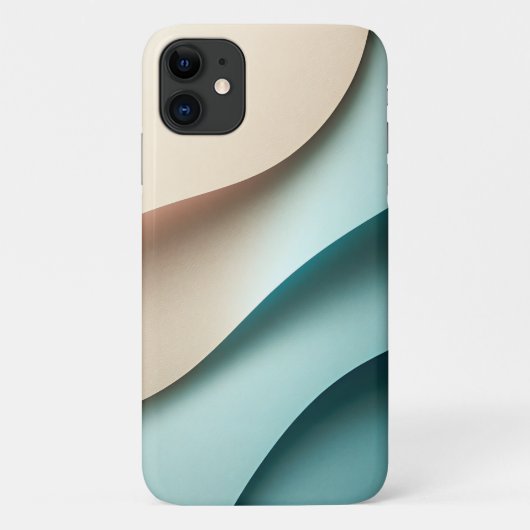 Modern Minimalist Layered Paper Waves Elegant Teal Case-Mate iPhoneケース (裏面)