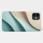 Modern Minimalist Layered Paper Waves Elegant Teal Case-Mate iPhoneケース (裏面(横))